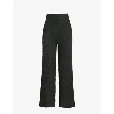Skims Cozy Boucle Knitted Trousers In Onyx