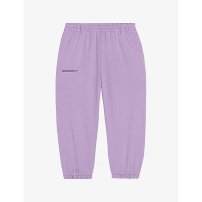 Pangaia Kids' Text-print Organic Cotton Jogging Bottoms 3-12 Years In Orchid Purple