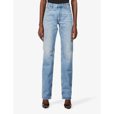 Attico Womens Blue Super Washed Faded Straight-leg High-rise Jeans 29 In Blu Super Washed (blue)