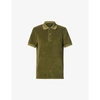TOM FORD MENS OLIVE TOWELLING RELAXED-FIT COTTON-BLEND POLO SHIRT 36