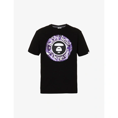 Aape Mens Black Logo-print Cotton-jersey T-shirt L