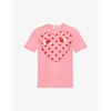 COMME DES GARÇONS PLAY COMME DES GARCONS PLAY MEN'S PINK HEART AND POLKA-DOT PRINT COTTON-JERSEY T-SHIRT,43658902