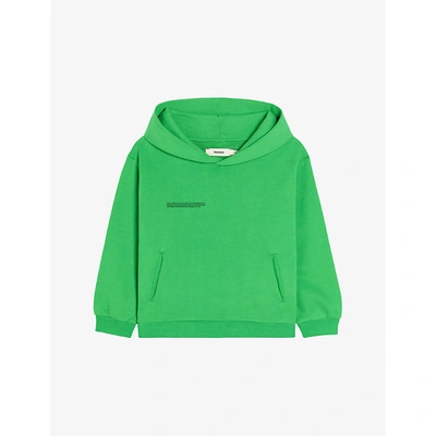 Pangaia Kids' Text-print Organic-cotton Hoody 3-12 Years In Jade Green