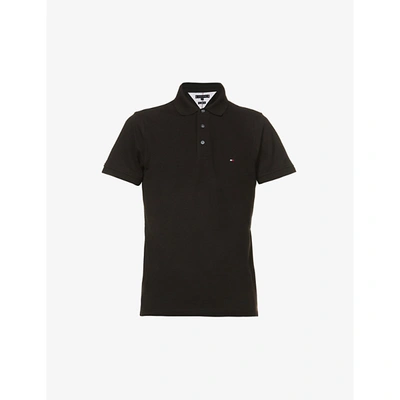 Tommy Hilfiger Slim-fit Cotton-pique Polo Shirt In Black