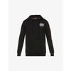 Alpha Industries Mens Black Space Shuttle Graphic-print Cotton-blend Jersey Hoody L In Black