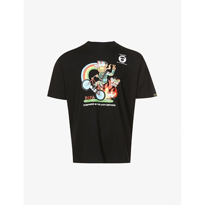 Aape Mens Black X Sam Taylor Graphic-print Cotton-jersey T-shirt Xxl