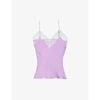 Maje Womens Parma Violet Leatoni Silk Satin And Lace Camisole Top 12 In Parma Violet