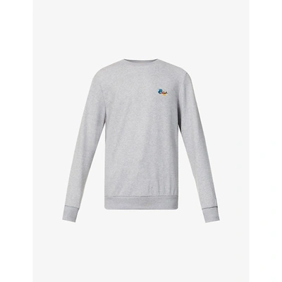 Paul Smith Mens Grey Marl Paint Splatter Logo-embroidered Cotton-blend Jersey Sweatshirt Xl