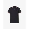 Moncler Mens Navy Logo-embroidered Cotton- Piqué Polo Shirt M