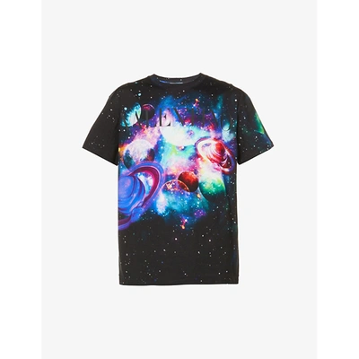 Valentino Mens Print Galaxenctric Galactic Graphic-print Cotton-jersey T-shirt L In Black/multicolor