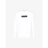 ALLSAINTS MENS OPTIC WHITE STAMP GRAPHIC LOGO-EMBROIDERED LONG-SLEEVED COTTON T-SHIRT S