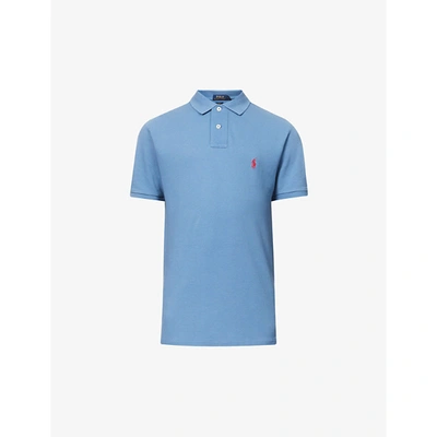 Polo Ralph Lauren Mens Delta Blue Logo-embroidered Slim-fit Cotton Polo Shirt Xl