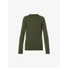 Rick Owens Green Cashmere Biker Crewneck Sweater In Green