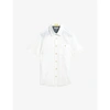 Ted Baker Mens White Civiche Short-sleeve Linen And Cotton-blend Shirt 42
