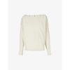 Allsaints Womens Cream White Ellie Boat-neck Studded Wool Jumper M