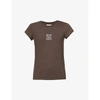 7 Days Active Womens Mulch Brown Logo-print Stretch-cotton T-shirt Xs