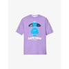 Aape Mens Light Purple X Sesame Street Graphic-print Cotton-jersey T-shirt L