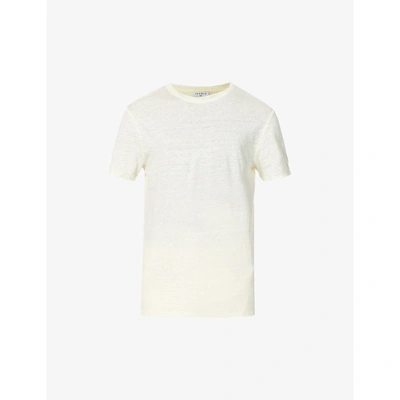 Sandro Mens Egg Shell Crewneck Linen-jersey T-shirt Xs