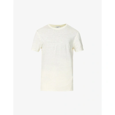 Sandro Mens Egg Shell Crewneck Linen-jersey T-shirt Xs In Egg Shell