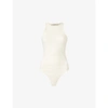 Allsaints Womens Linnet White Jamie Short-sleeve Stretch-cotton Bodysuit 2 In Linnet White