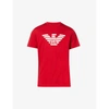 Emporio Armani Mens Red Logo-print Cotton T-shirt S