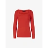 Allsaints Womens Flame Red Bardi Square-neck Woven Top M