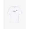 AAPE MENS WHITE LOGO-PRINT RELAXED-FIT COTTON-JERSEY T-SHIRT M