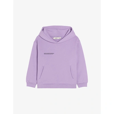 Pangaia Kids' Text-print Organic-cotton Hoody 3-12 Years In Orchid Purple