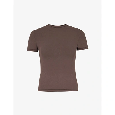 Skims Womens Garnet Round-neck Cotton-jersey T-shirt Xxl In Garnet