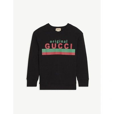 Gucci Kids' Original Logo-print Cotton Sweatshirt 4-12 Years In Black/mc