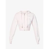 GIVENCHY WOMENS LIGHT PINK CROPPED BRANDED VELVET HOODY M
