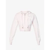 Givenchy Womens Light Pink Cropped Branded Velvet Hoody M In Light Pink