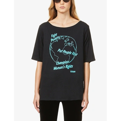 Oxfam Fergus For  X Bay Garnett Vintage Cotton-jersey T-shirt In Black