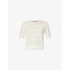 GUCCI WOMENS IVORY GG-PERFORATED WOOL TOP M
