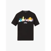 AAPE MENS BLACK X SESAME STREET GRAPHIC-PRINT COTTON-JERSEY T-SHIRT M