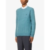 Polo Ralph Lauren Mens Blue Heather Logo-embroidered Cable-knit Wool And Cashmere-blend Jumper M