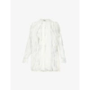 VALENTINO WOMENS IVORY RUFFLE-TRIMMED SILK BLOUSE 12