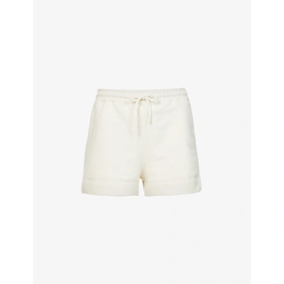 Ganni Womens Egret Logo-print Organic-cotton Blend Shorts Xs In White
