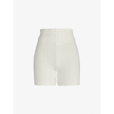 Skims Cozy Boucle Knitted Shorts In Bone
