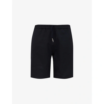 Sandro Mens Dark Blue Alpha Straight-leg Mid-rise Cotton-blend Shorts S In Dark Blue