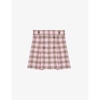 Maje Womens Roses Checked Virgin-wool Mini Skirt 10 In Roses