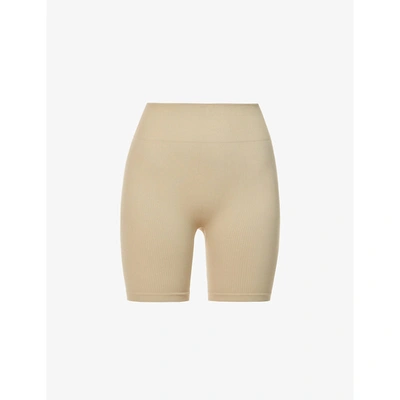 Adanola Rib Crop High-rise Stretch-jersey Shorts In Safari Beige