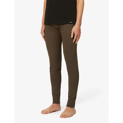 Tom Ford Mens Military Green Slim Branded-waistband Stretch-cotton Leggings Xxl