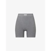 Skims Sleep Ribbed High-rise Stretch-woven Boxers In Heather Grey
