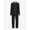 The Nap Co Rayon Piped Stretch-jersey Pyjama Set In Jet Black/oat Piping