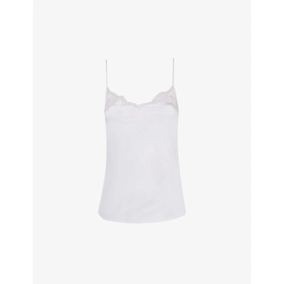 Agent Provocateur Amelea Lace-trim Stretch-silk Camisole In Ivory (cream)