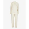 The Nap Co Rayon Piped Stretch-jersey Pyjama Set In Warm Oat/white Piping