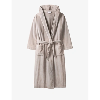 The White Company Hooded Velour Robe In Ash Rose