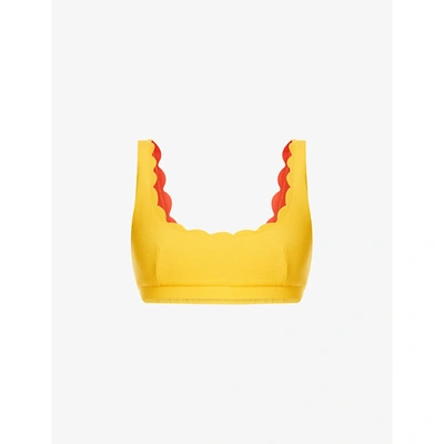 Marysia Womens Papaya Poppy Palm Springs Recycled Nylon-blend Bikini Top M In Papaya Poppy