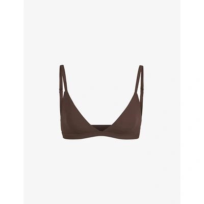 Skims Fits Everybody Triangle Stretch-jersey Bralette In Cocoa